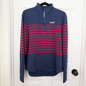 Women Vineyard Vines Quarter Zip The Shep Shirt in Navy Blue Red Size Large